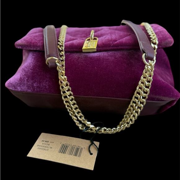 Steve Madden Rich Fuchsia Velvet Lock Shoulder Bag with Chain strap NWT - Picture 12 of 16